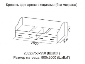 Кровать одинарная с ящиками (Без матраца 0,9*2,0) в Талице - talica.magazin-mebel74.ru | фото