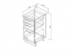 Н3Я 40 Модуль нижний Без Столешницы 3 ящика МН3Я 40 в Талице - talica.magazin-mebel74.ru | фото