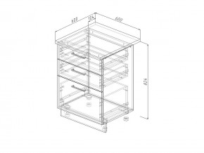 Н3Я 60 Модуль нижний Без Столешницы 3 ящика МН3Я 60 в Талице - talica.magazin-mebel74.ru | фото