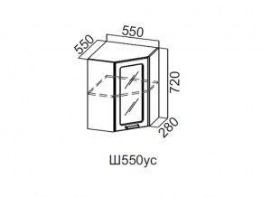 Ш550ус/720 Шкаф навесной 550/720 (угловой со стеклом) в Талице - talica.magazin-mebel74.ru | фото